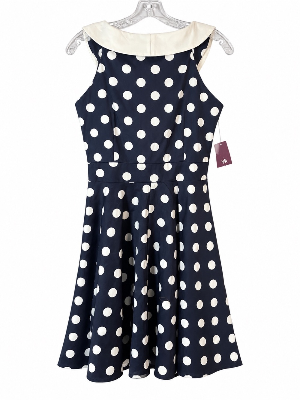 Polka Dot Fit & Flare Mini Dress with Peter Pan Collar - Picture 2 of 3
